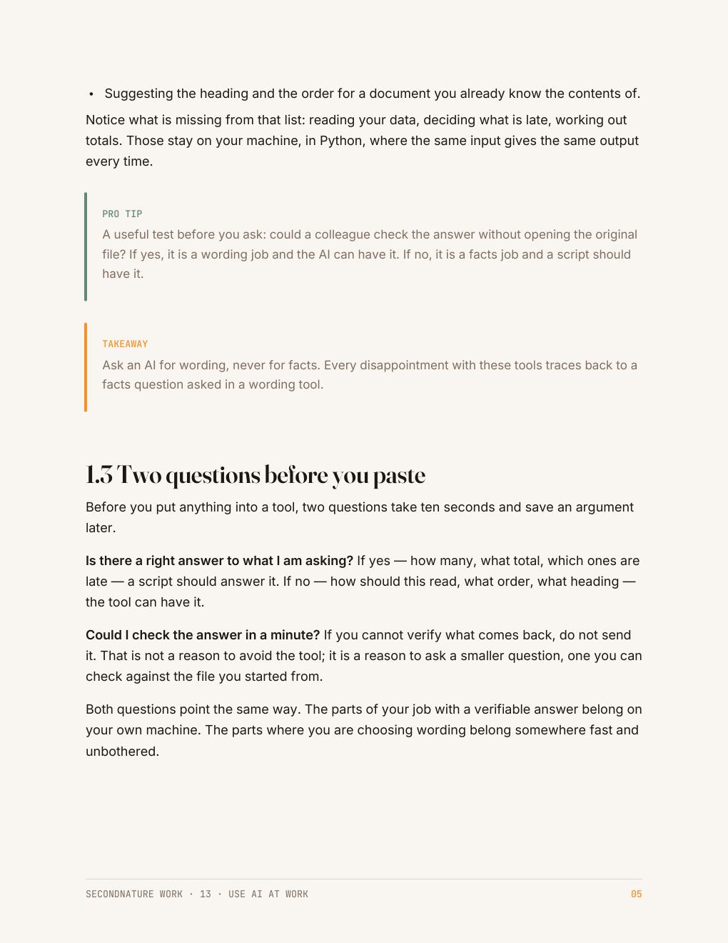 Page 6 of the Use AI at Work Quick Start Guide