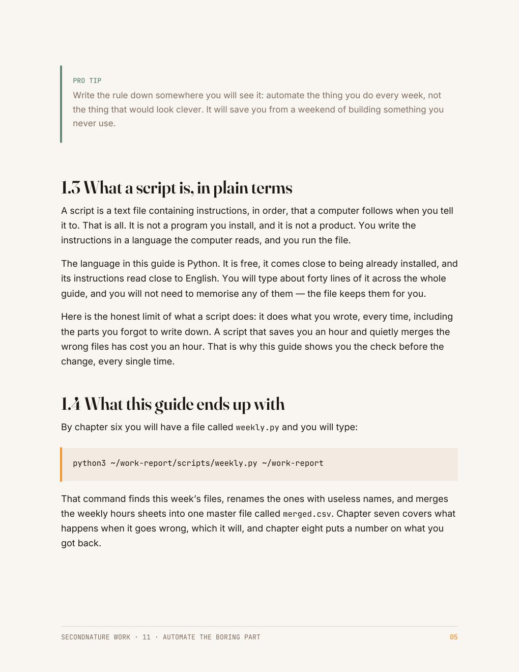 Page 6 of the Automate the Boring Part Quick Start Guide