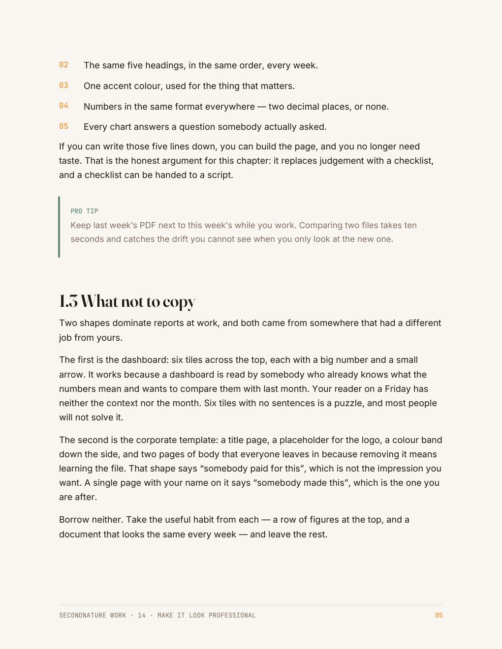 Page 6 of the Make It Look Professional Quick Start Guide