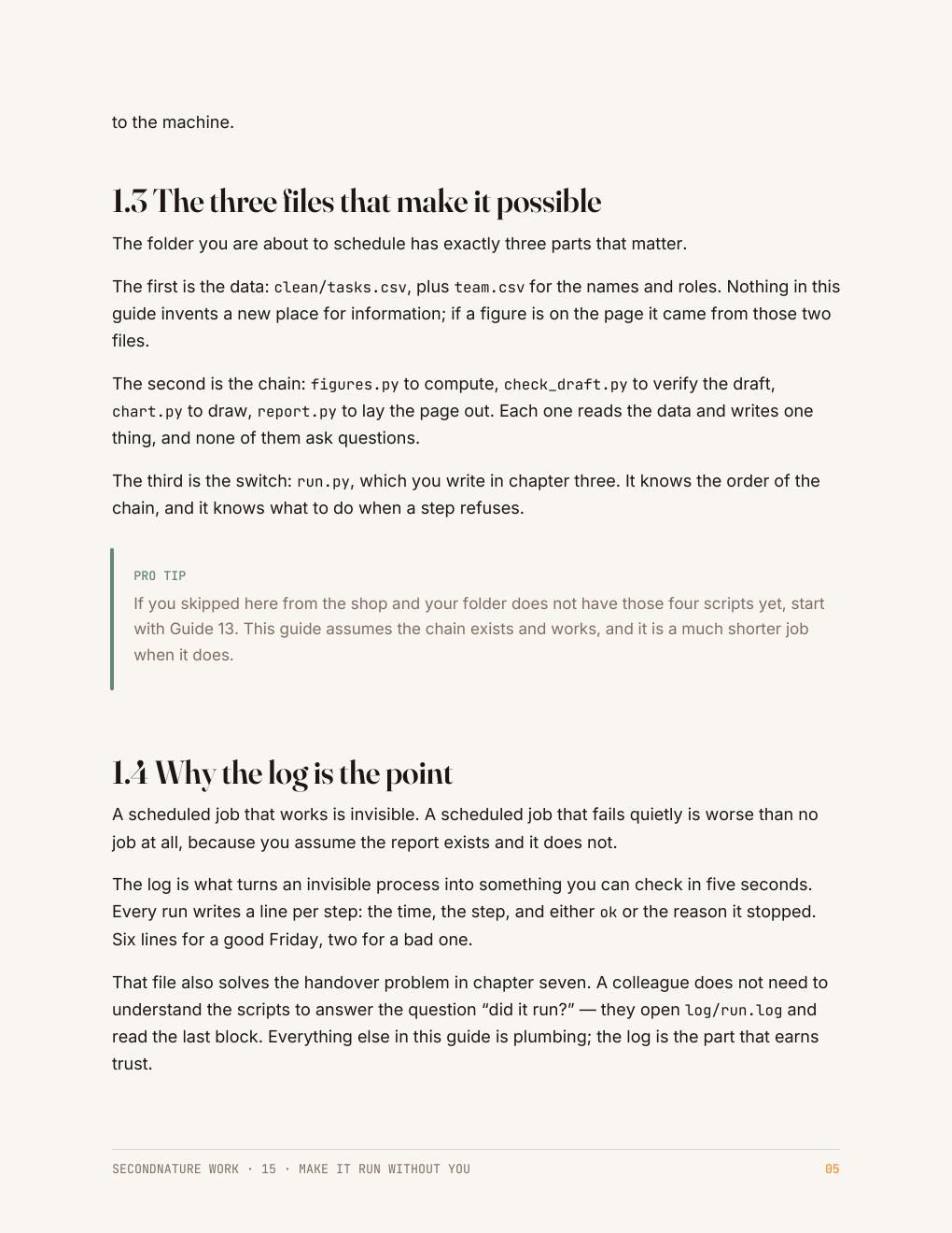 Page 6 of the Make It Run Without You Quick Start Guide
