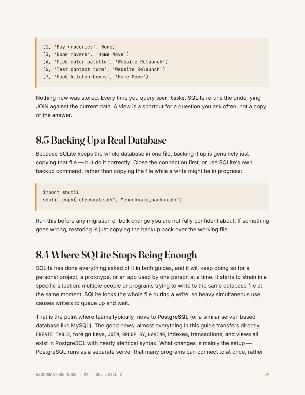 Page 30 of the SQL Level 2 Quick Start Guide
